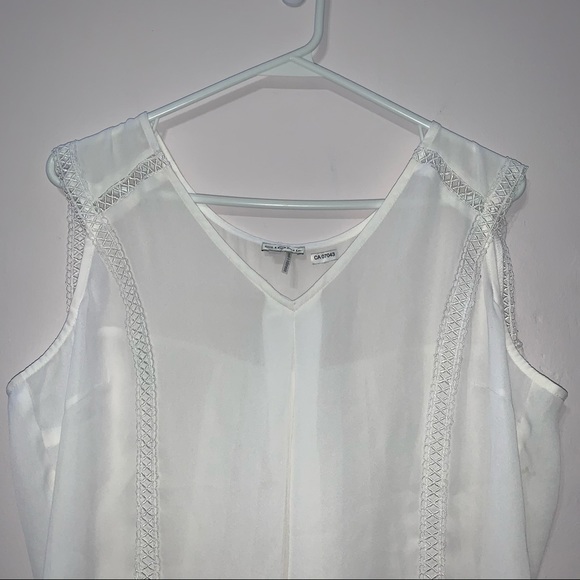 🧡3/$30 Sioni White Sleeveless Sheet Top in Large - Picture 3 of 7